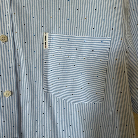 Ben Sherman Pinstripe Button Down Mens Short Sleeve Shirt Size XL - Picture 4 of 11